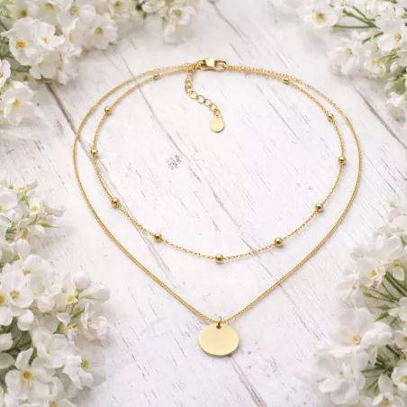 collier femme double chaine medaille style iconique