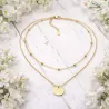 collier femme double chaine medaille style iconique