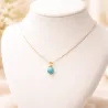 Collier pendentif Anse en pierre naturelle et acier inoxydable doré et turquoise