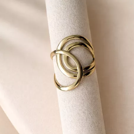 Bague contemporaine ajustable en acier inoxydable finition brillante