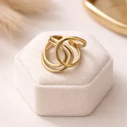 Bague contemporaine ajustable en acier inoxydable finition brillante
