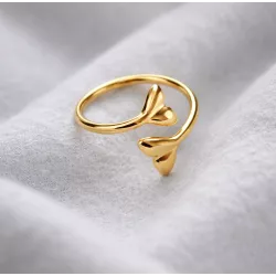 Bague moderne en acier inoxydable doré, forme ouverte