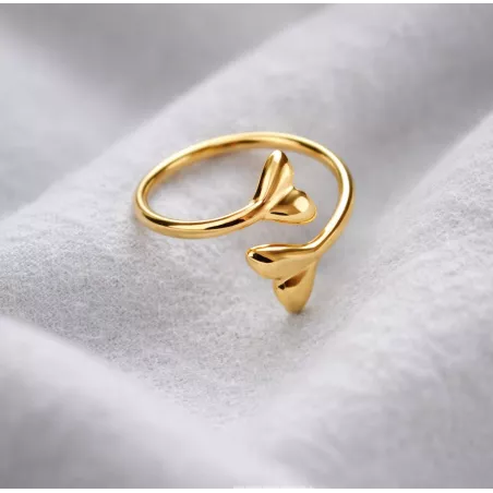 Bague moderne en acier inoxydable doré, forme ouverte