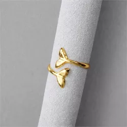 Bague moderne en acier inoxydable doré, forme ouverte