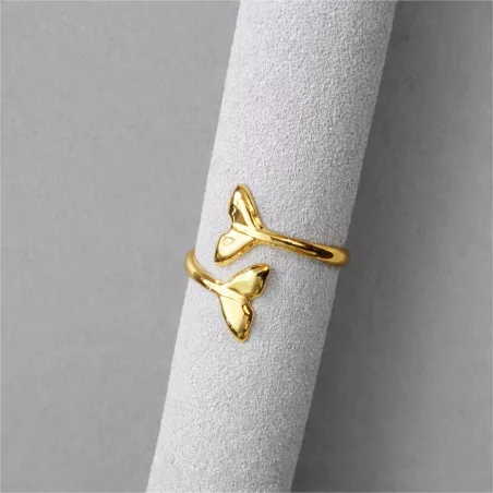 Bague moderne en acier inoxydable doré, forme ouverte