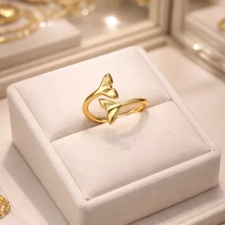 Bague minimaliste en acier inoxydable doré, ligne contemporaine