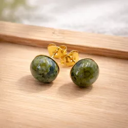 Boucles d oreilles clous en acier inoxydable avec pierre naturelle cabochon