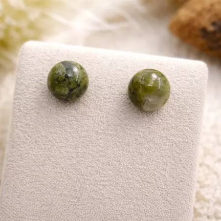 Boucles clous en acier inoxydable dore ou argente avec pierre naturelle