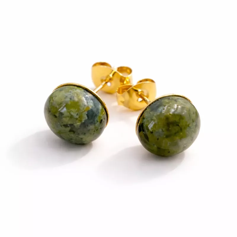 Boucles d oreilles clous pierre naturelle cabochon