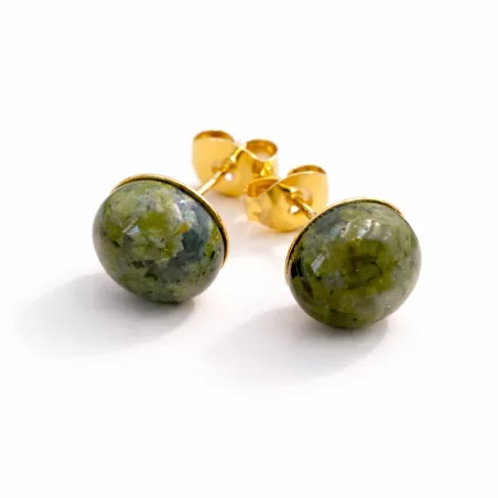 Boucles d oreilles clous pierre naturelle cabochon