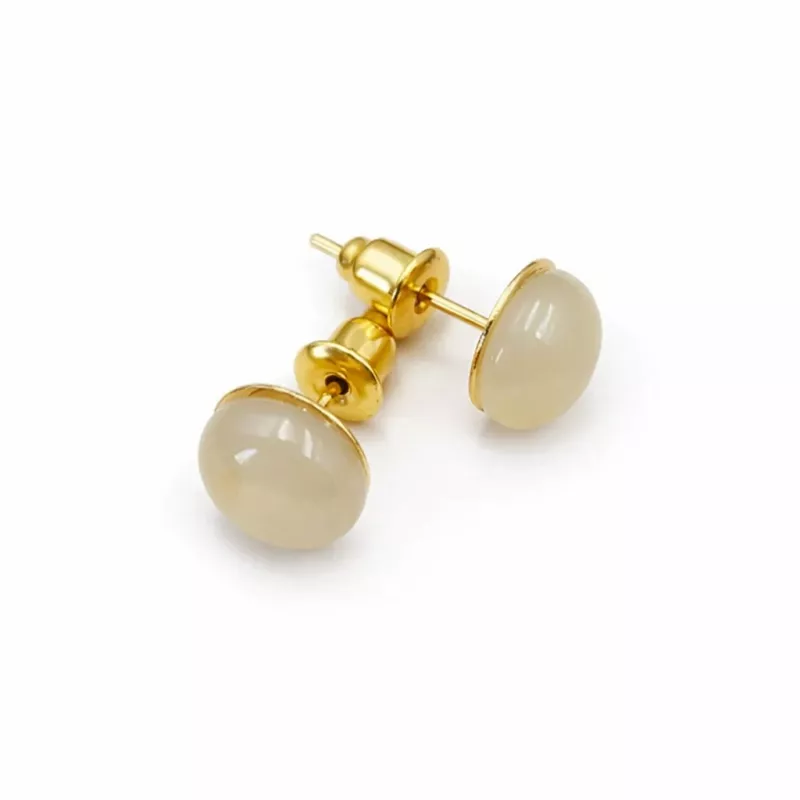 Boucles d oreilles clous pierre naturelle cabochon