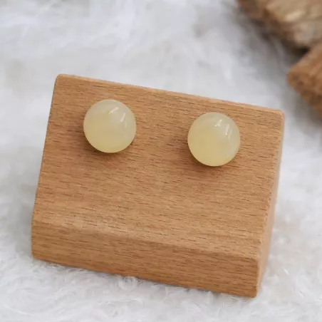 Boucles d oreilles clous en acier inoxydable avec pierre naturelle cabochon