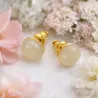 Boucles d oreilles clous en acier inoxydable avec pierre naturelle cabochon