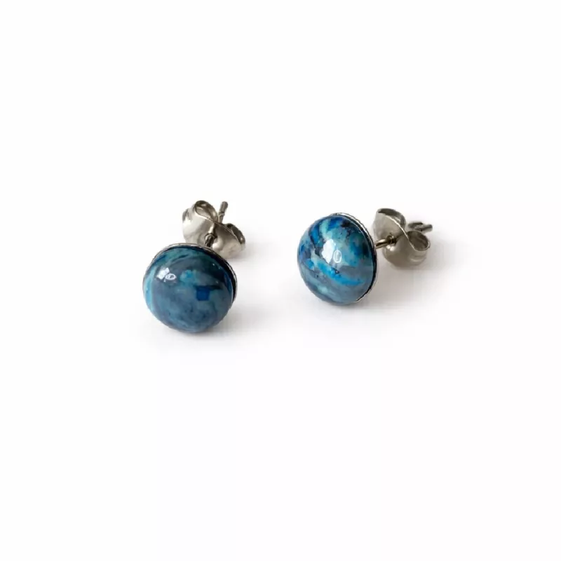Boucles d oreilles clous pierre naturelle cabochon