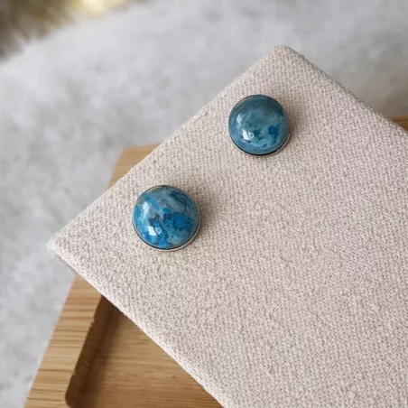 Boucles d oreilles clous en acier inoxydable avec pierre naturelle cabochon