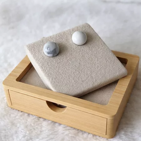 Boucles d oreilles clous en acier inoxydable avec pierre naturelle cabochon