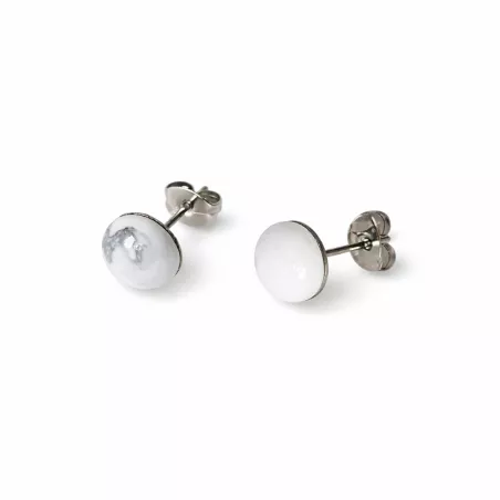 Boucles d oreilles clous pierre naturelle cabochon