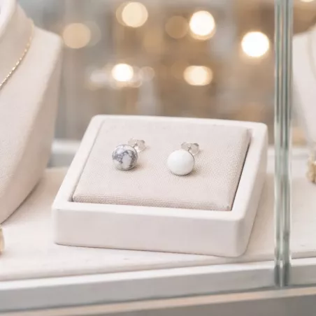 Boucles d oreilles clous en acier inoxydable avec pierre naturelle cabochon