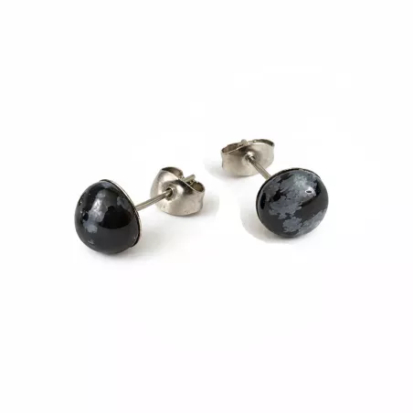 Boucles d oreilles clous pierre naturelle cabochon