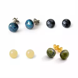 Boucles d oreilles clous Dryade pierre naturelle cabochon