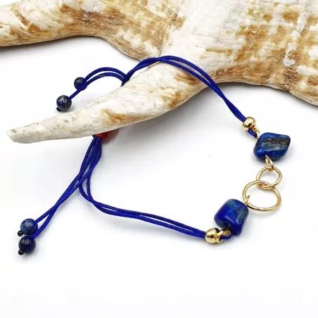 Bracelet fil Eta – Lapis Lazuli – acier inoxydable doré – vue du bracelet