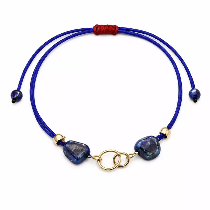 Bracelet fil Eta – Lapis Lazuli – acier inoxydable doré – vue du bracelet