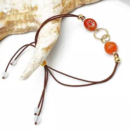 Bracelet fil Eta – Agate – acier inoxydable doré – vue du bracelet