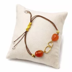 Bracelet fil Eta – Agate – acier inoxydable doré – vue rapprochée