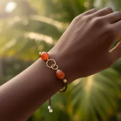 Bracelet fil Eta – Agate – acier inoxydable doré – vue portée