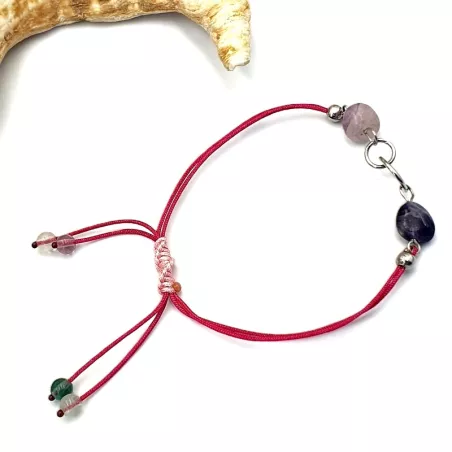 Bracelet fil Eta – Fluorite – acier inoxydable argenté – vue du bracelet