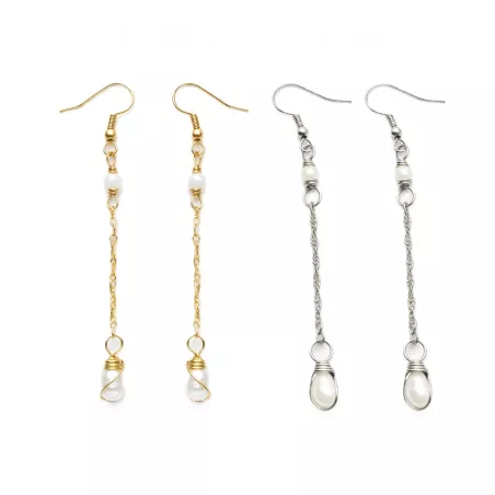 Boucles Rusalka longues artisanales en acier inoxydable