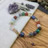 Bracelet en pierres naturelles colorées  avec améthyste en bout de chaîne