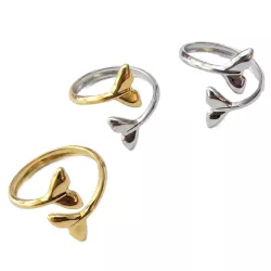 Bague en acier inoxydable doré, argenté, réglable