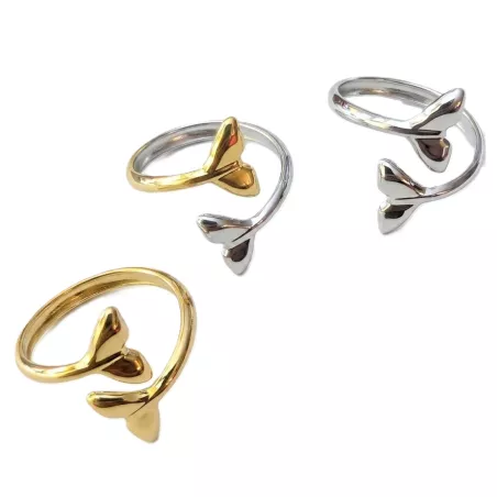 Bague en acier inoxydable doré, argenté, réglable