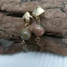 Boucles d'oreilles avec unakite vert/rose