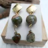 Boucles d'oreilles avec unakite vert/rose