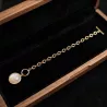 Bracelet maillons modernes avec pendentif pierre naturelle ronde bijou minimaliste