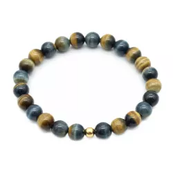 Bracelet homme perles naturelles 10mm rondes acier inoxydable