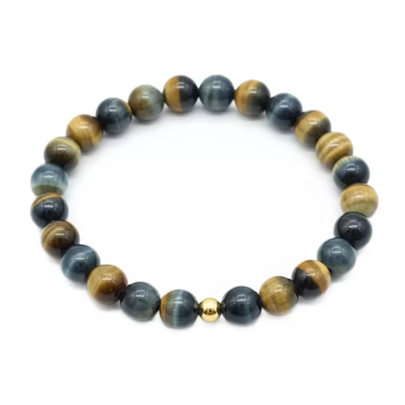 Bracelet homme perles naturelles 10mm rondes acier inoxydable