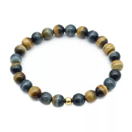 Bracelet homme perles naturelles 10mm rondes acier inoxydable