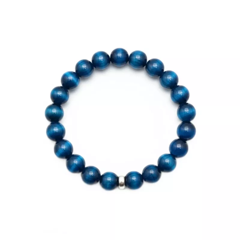 Bracelet homme perles naturelles 10mm rondes acier inoxydable