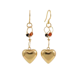 Boucles doreilles cœurs pierres chakras argent or