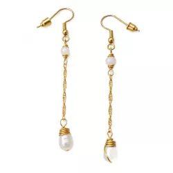 Boucles Rusalka longues artisanales en acier inoxydable doré