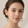boucles passion avec un coeur et pierre naturelle, acier inoxydable doré, vert et bleu, porté