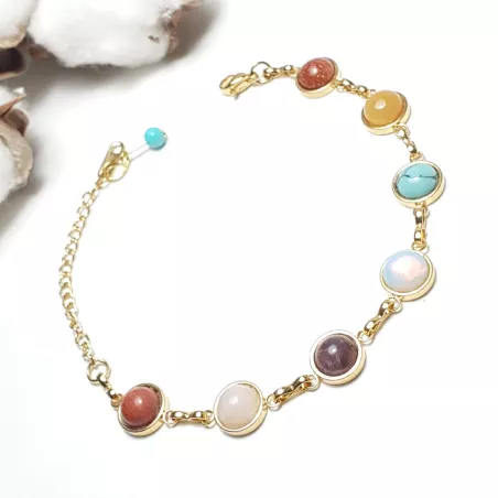 Bracelet Clairière Équilibre réglable avec fermoir homard et chaînette dorée
