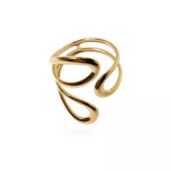 Bague design fil double a boucles creuses en acier inoxydable dorée