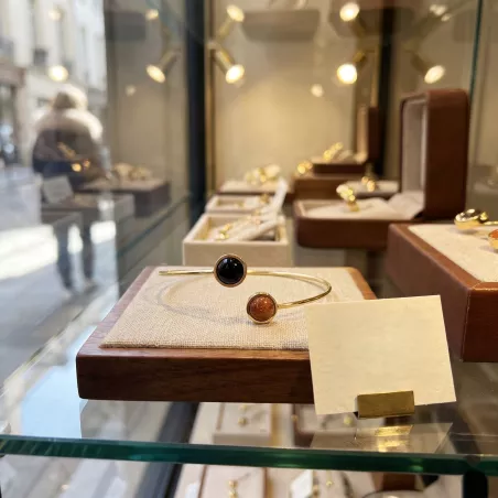 Bracelet ouvert en acier inoxydable dore ou argente
