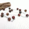 Collier long Picasso en jaspe rouge et vert, perles naturelles rondes 12 mm, chaîne acier inoxydable argenté – Bouly&Cailloux