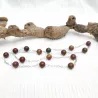 Collier long Picasso en jaspe rouge et vert, perles naturelles rondes 12 mm, chaîne acier inoxydable argenté – Bouly&Cailloux
