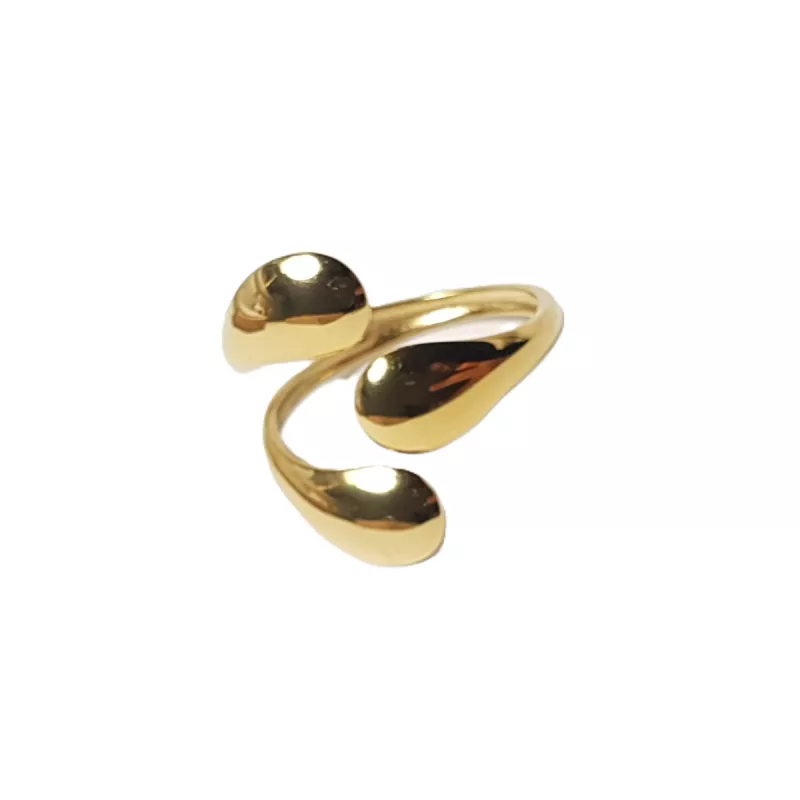 Bague minimaliste en acier inoxydable doré fond blanc